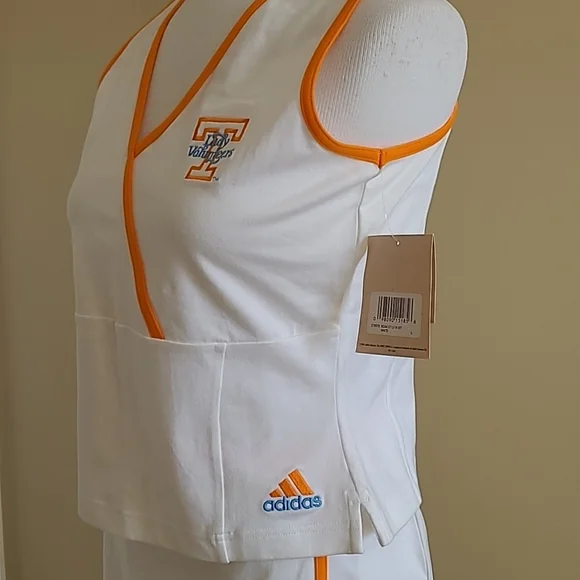 RARE Vintage Tennessee Lady Vols UT NEW ADIDAS Tennis Top White Racer Back Lg - Picture 2 of 13
